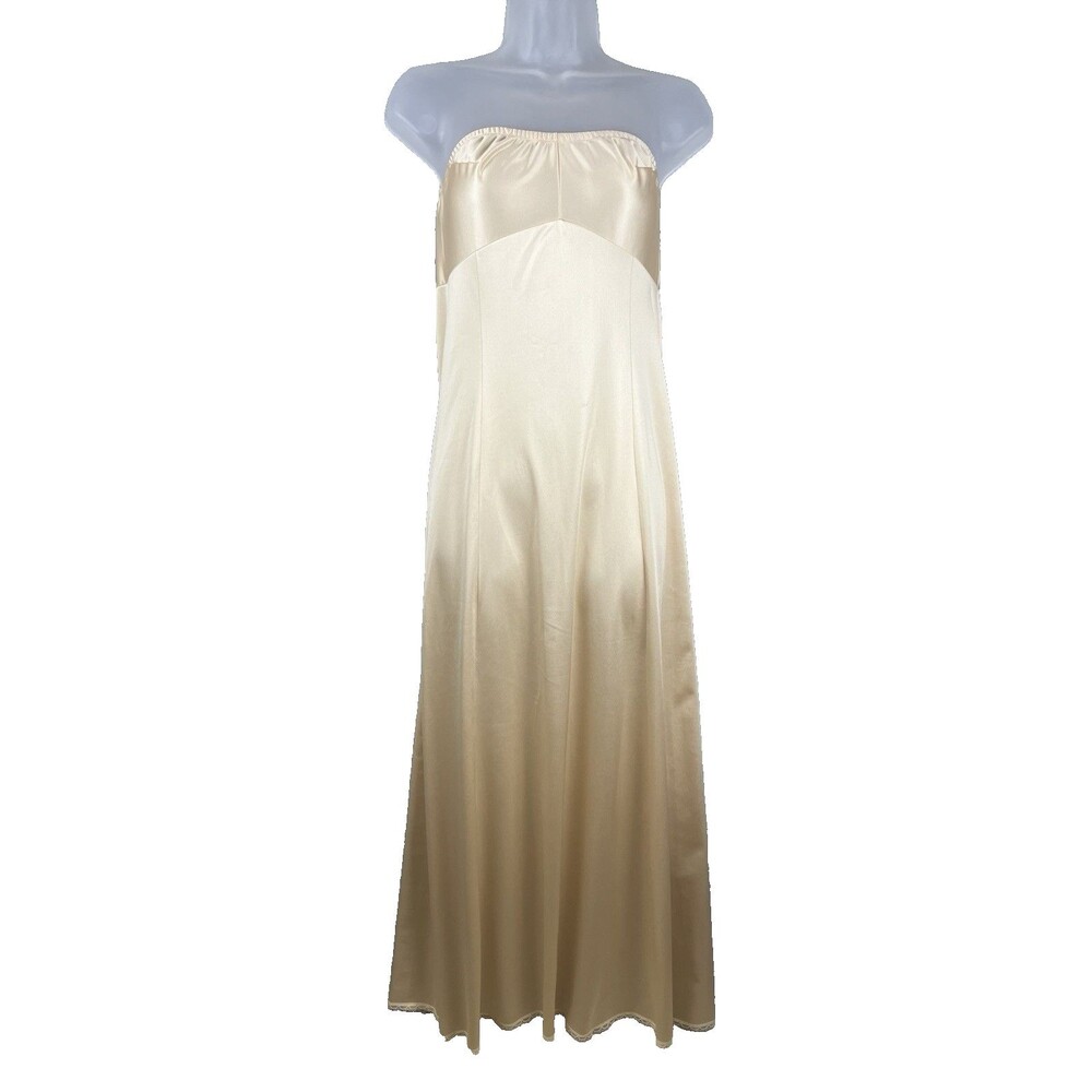 VTG JC Penney Strapless Maxi Slip Size 34 (Small) 100% Nylon Antron III Beige